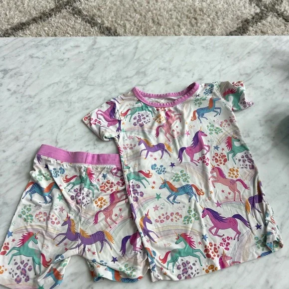 Little Sleepies Viscose Bamboo Magical Unicorn Pajama Set - Pink and Purple 3T - Picture 1 of 4
